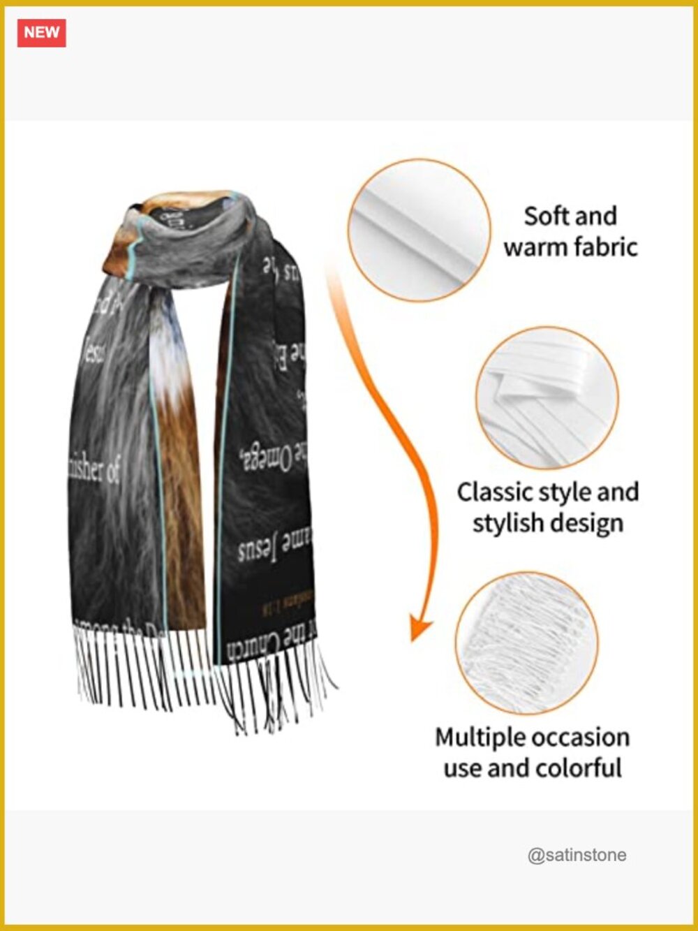Christian Lion Prayer Religious Pashmina Shawl Wrap Evening Bridesmaid Scarf - Picture 6 of 7